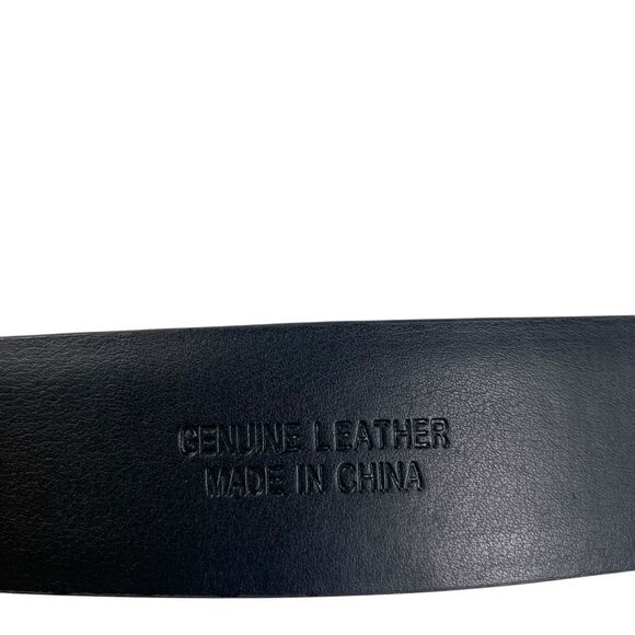 Ralph Lauren women\'s L genuine leather belt  Black w/silver tones main image 8